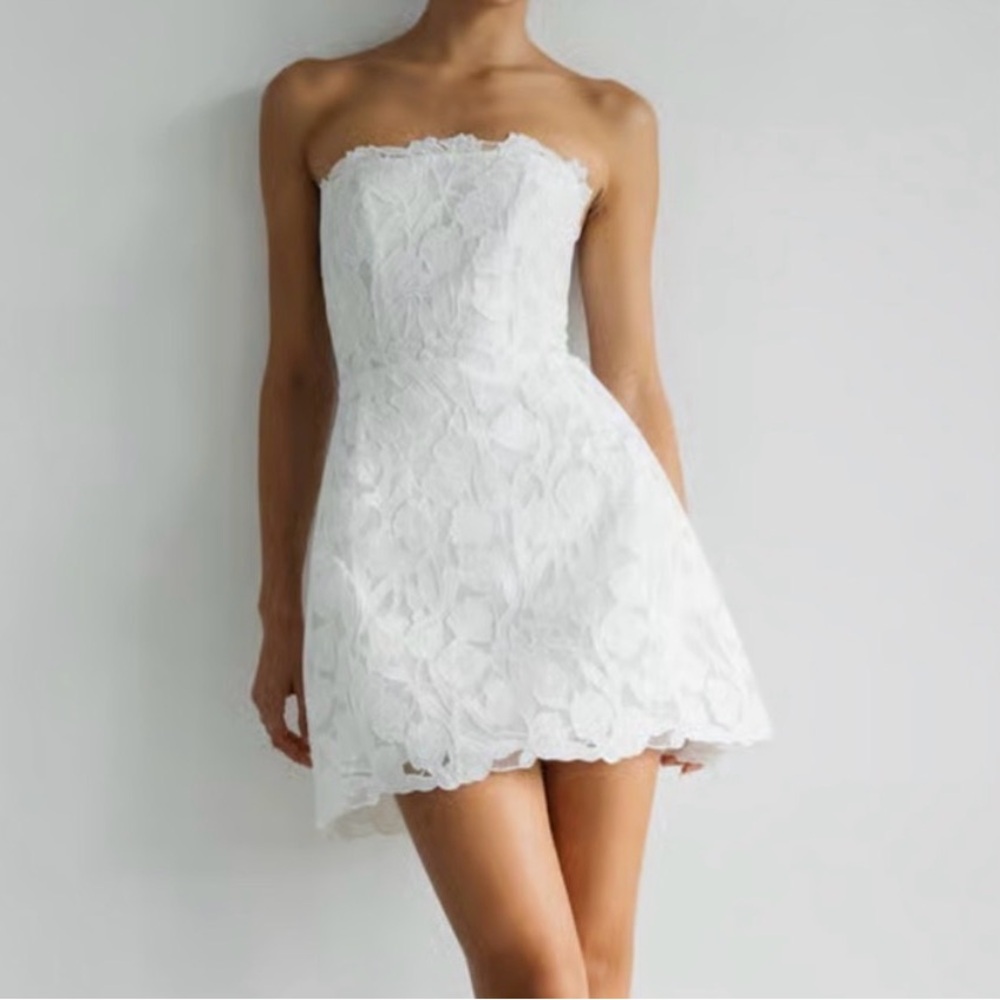 Jenny Yoo Amanda Strapless White Floral Bridal Dress